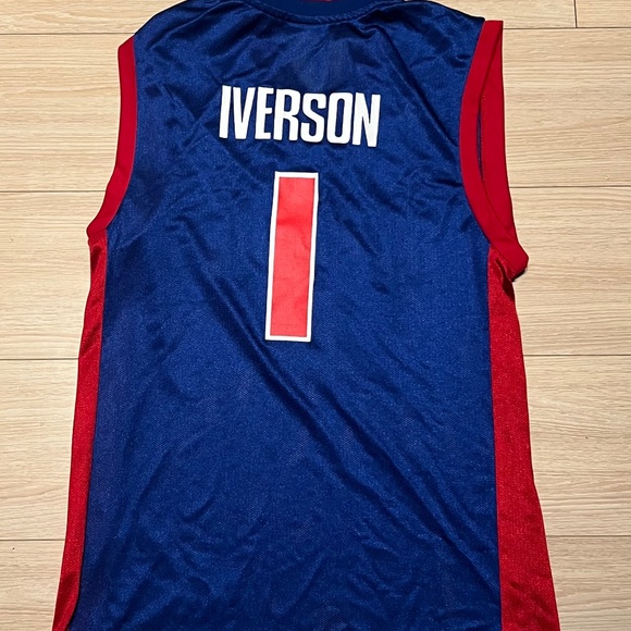 Allen Iverson Detroit Pistons Adidas Jersey Blue - Picture 2 of 2